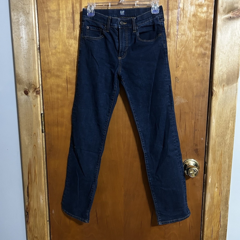 Gap Kids 16 Reg Boys Dark Blue Jeans Youth Stretch Boot Cut Adjustable Waist EUC